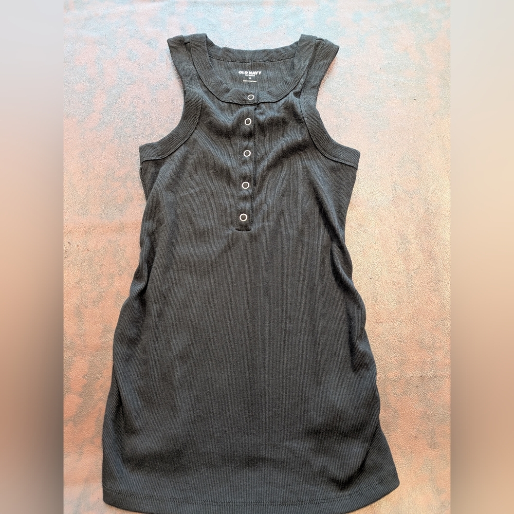 Black Sleeveless Button-Up Maternity Shirt